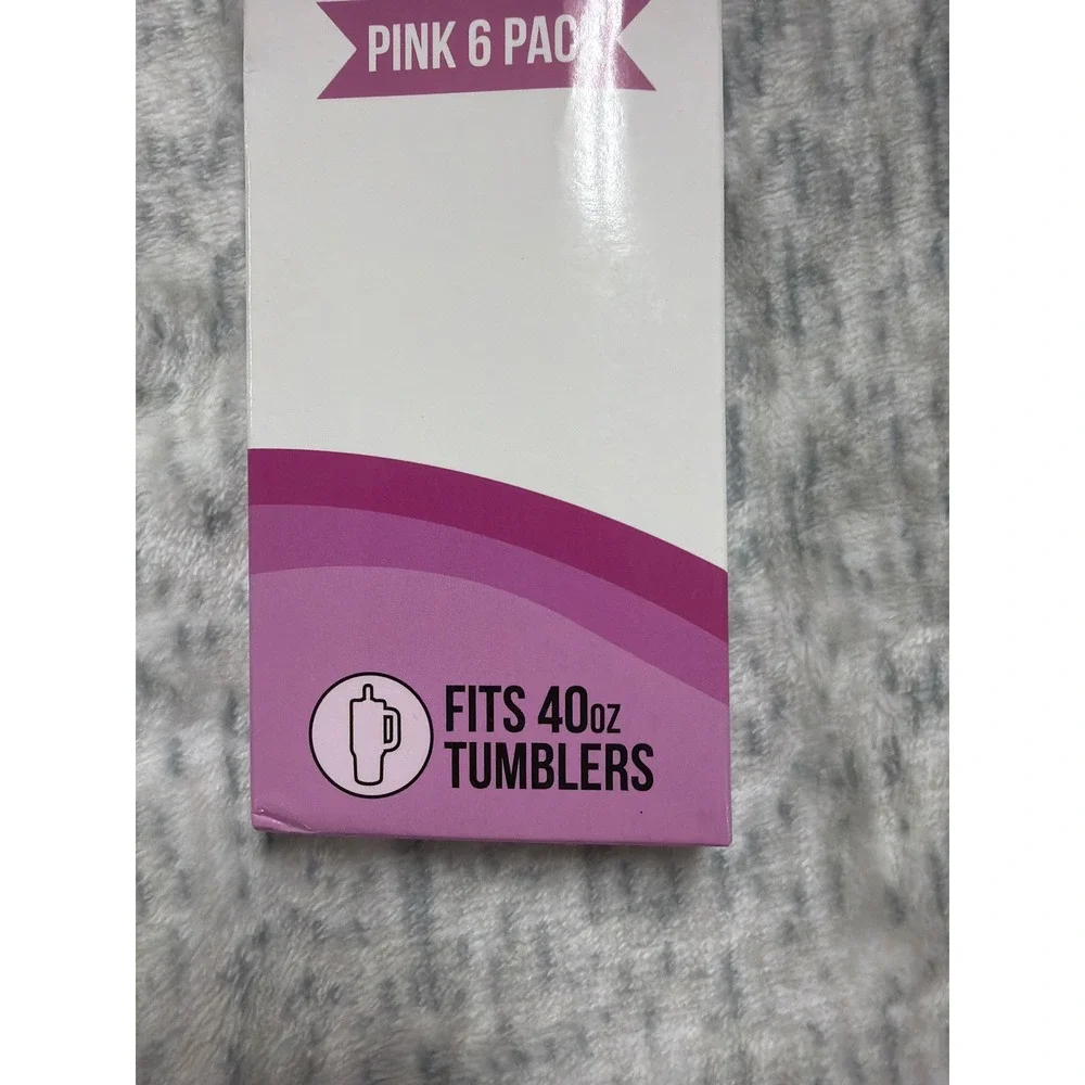 CharCharms Pink 6 Pack Reusable‎ Tumbler Straws for 40oz Cups Pink Pack BPA Free